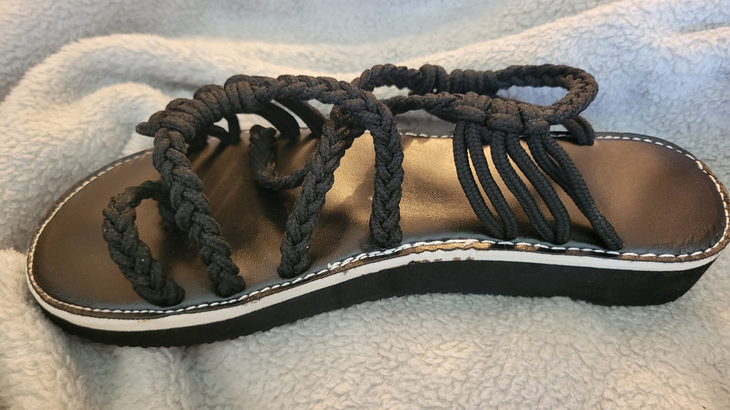 Braided top thick padded sandals