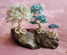 Load image into Gallery viewer, 3 bonsai trees on flat rock
