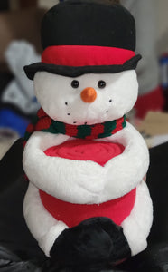 Snowman with fleece blanket