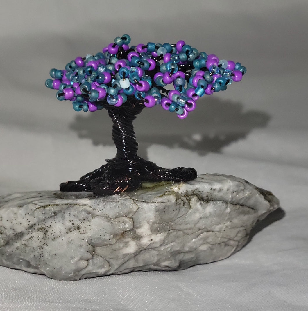 Blue and purple bonsai tree