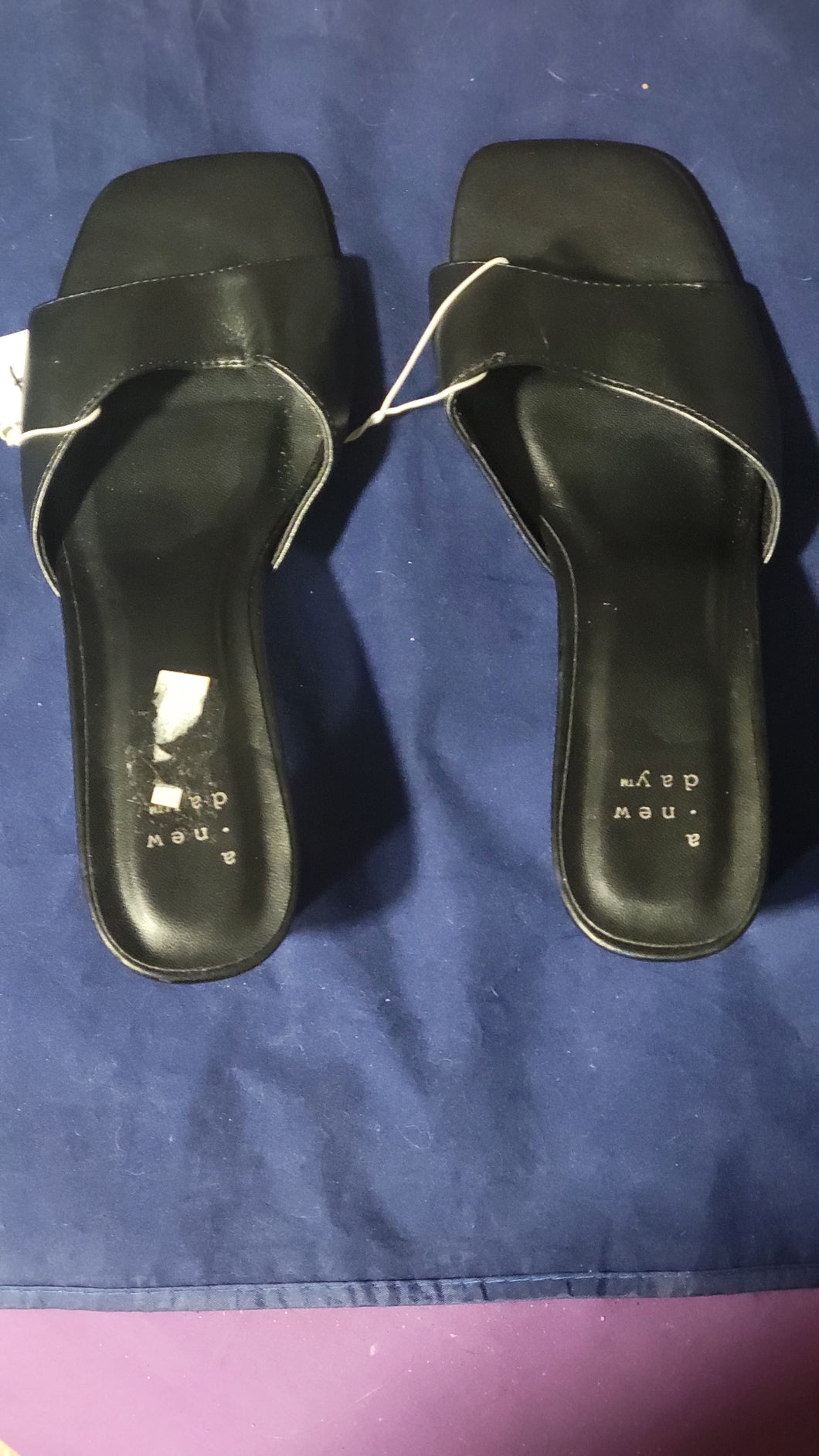 Black open toe wide heels