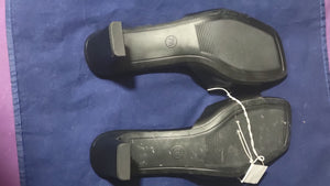 Black open toe wide heels