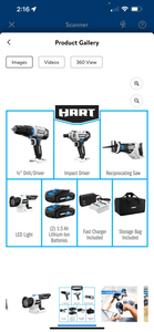 HART 20-Volt 4-Tool Battery-Powered Combo Kit, (2) 1.5Ah Lithium-Ion Batteries
