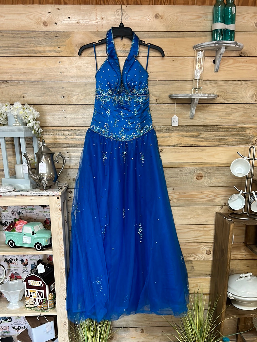 Blue sequin formal dress size 2
