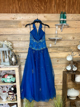 Load image into Gallery viewer, Blue sequin formal dress size 2
