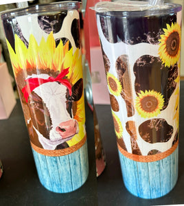 Cow and Sunflower  20oz Tumbler