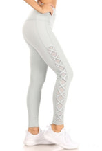 Load image into Gallery viewer, High waisted, criss-cross side mesh leggings

