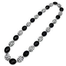 Load image into Gallery viewer, Zebra Black Bead Necklace
